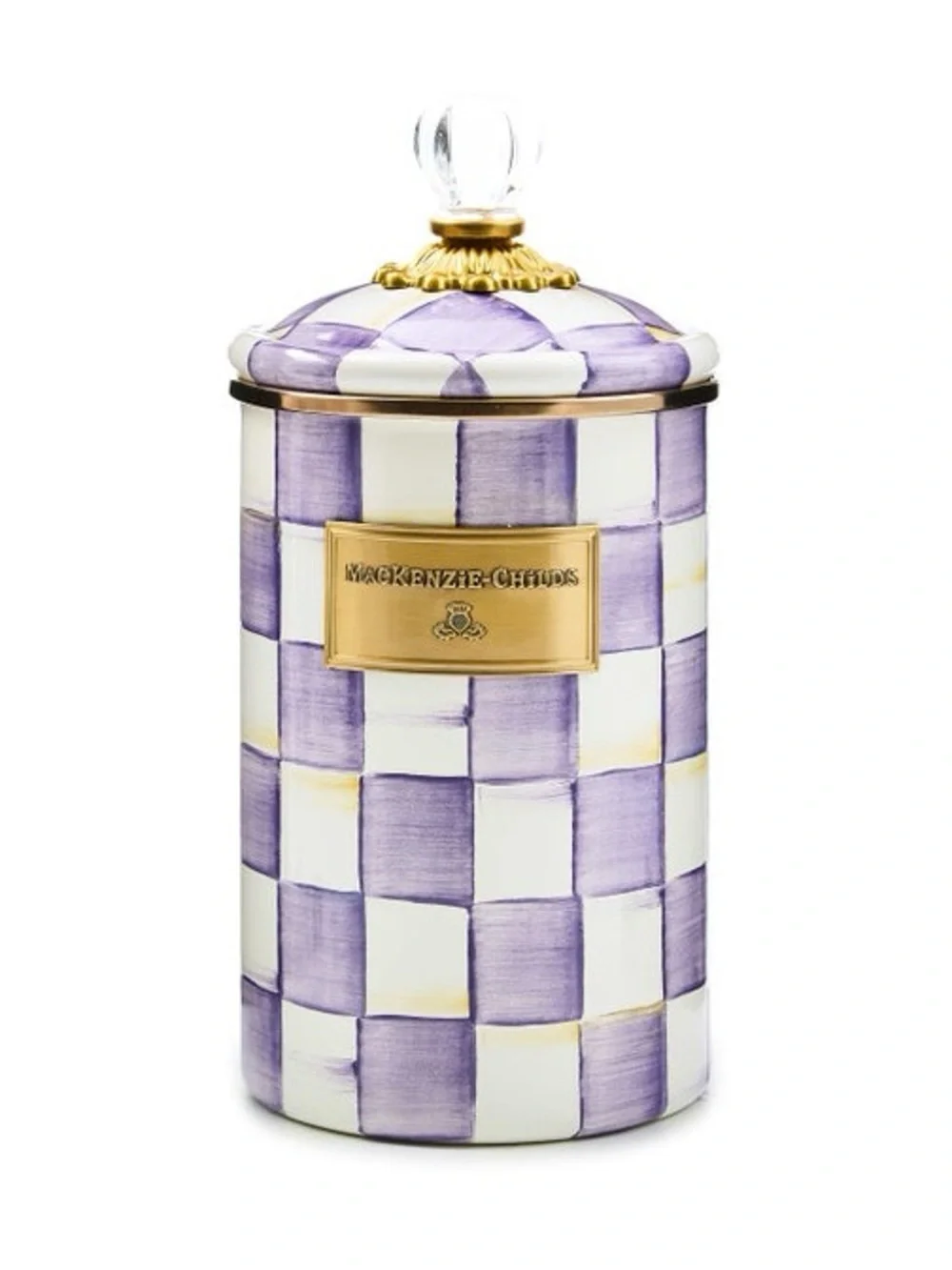 MacKenzy-Childs Violet Check Large Canister
